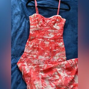 BCBGMaxAzria ERIKA Coral and White Dress